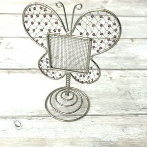 Wire Butterfly Earring Holder Jewelry Stand Girls Silver Purple 7in Tall